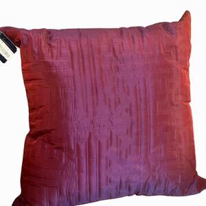 Nobility Quilted Geometric Design Square 17 x 17 Maroon Throw Pillow-New w/Tags